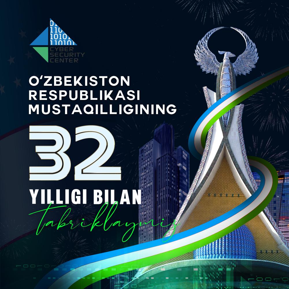 O'zbekiston davlat mustaqilligining 32 yillik bayrami bilan tabriklaymiz